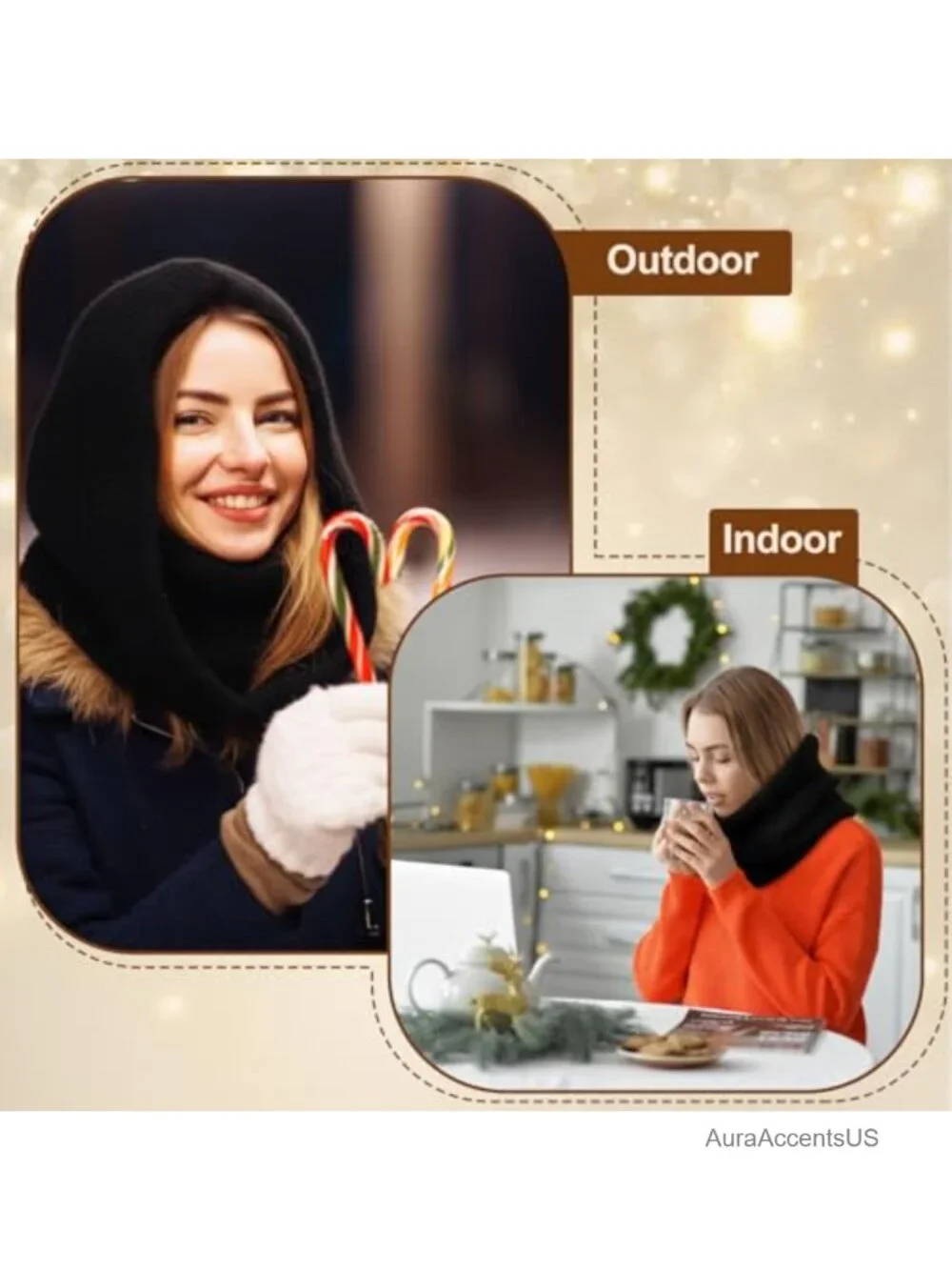 Knit Hooded Scarf Balaclava Winter Hat Women Men Outdoor Sports Warm Neck Gaiter
